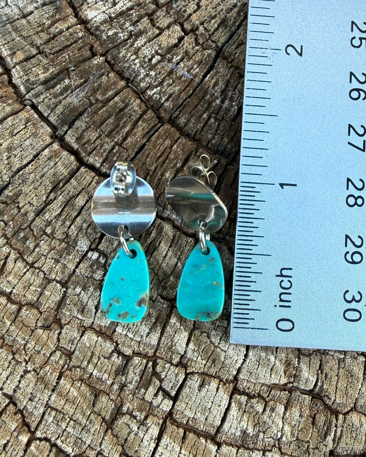 Genuine Turquoise and Stainless Steel Post Earrings