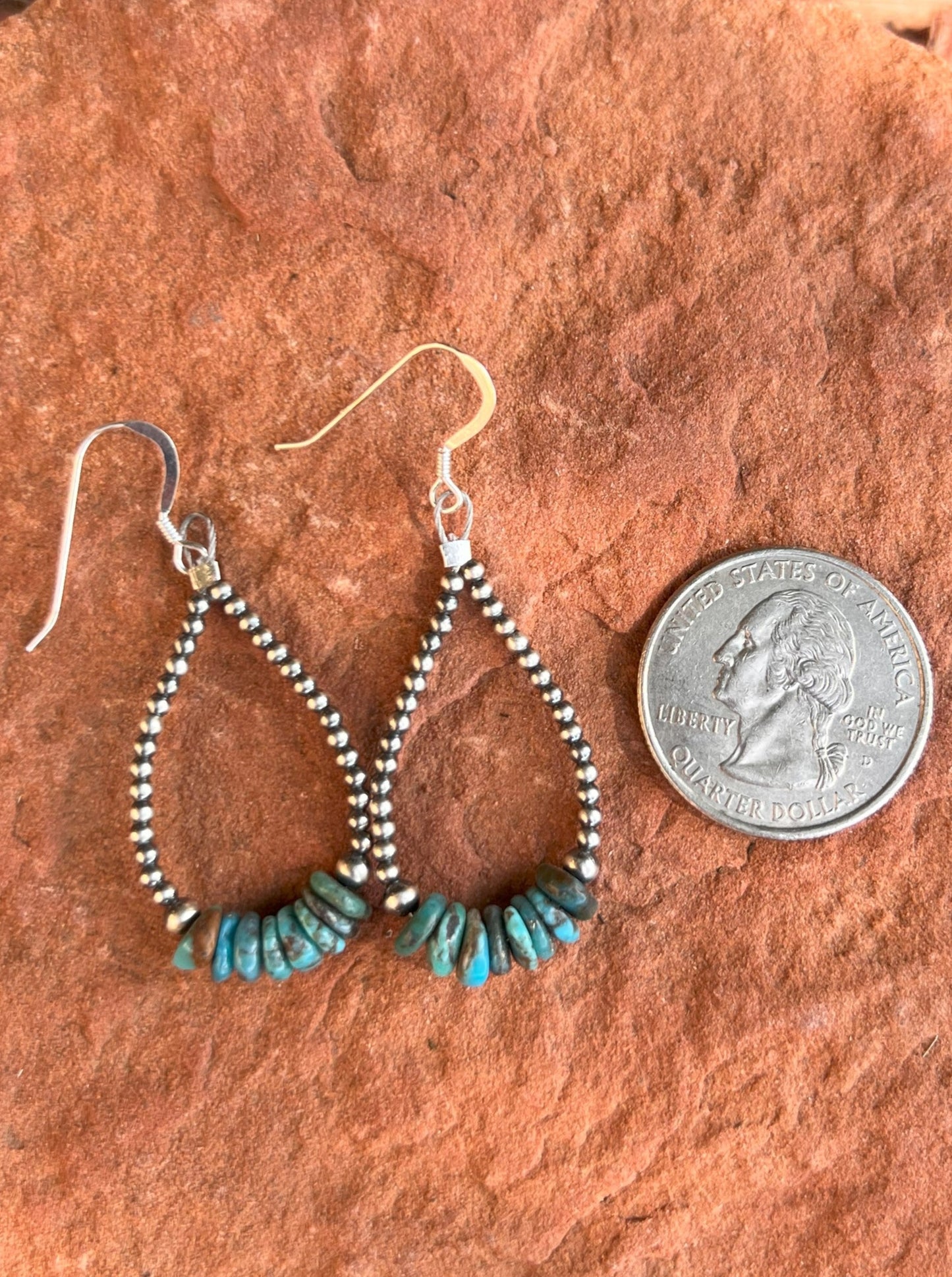 Sterling Silver Pearl & Turquoise Teardrop Earring 4