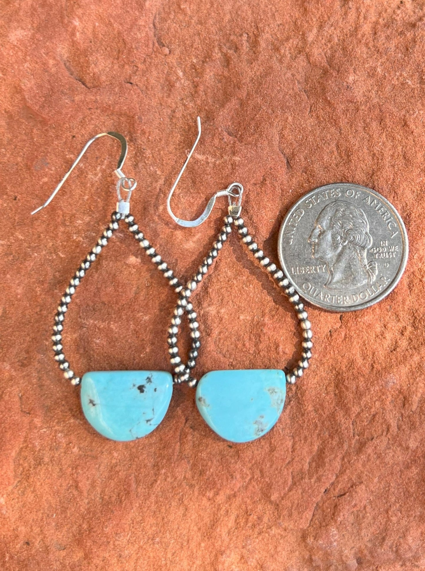 Sterling Silver Pearl & Turquoise Teardrop Earring 6