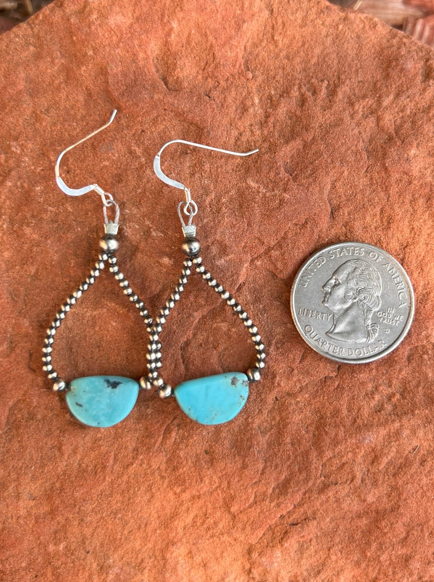 Sterling Silver Pearl & Turquoise Teardrop Earring 5