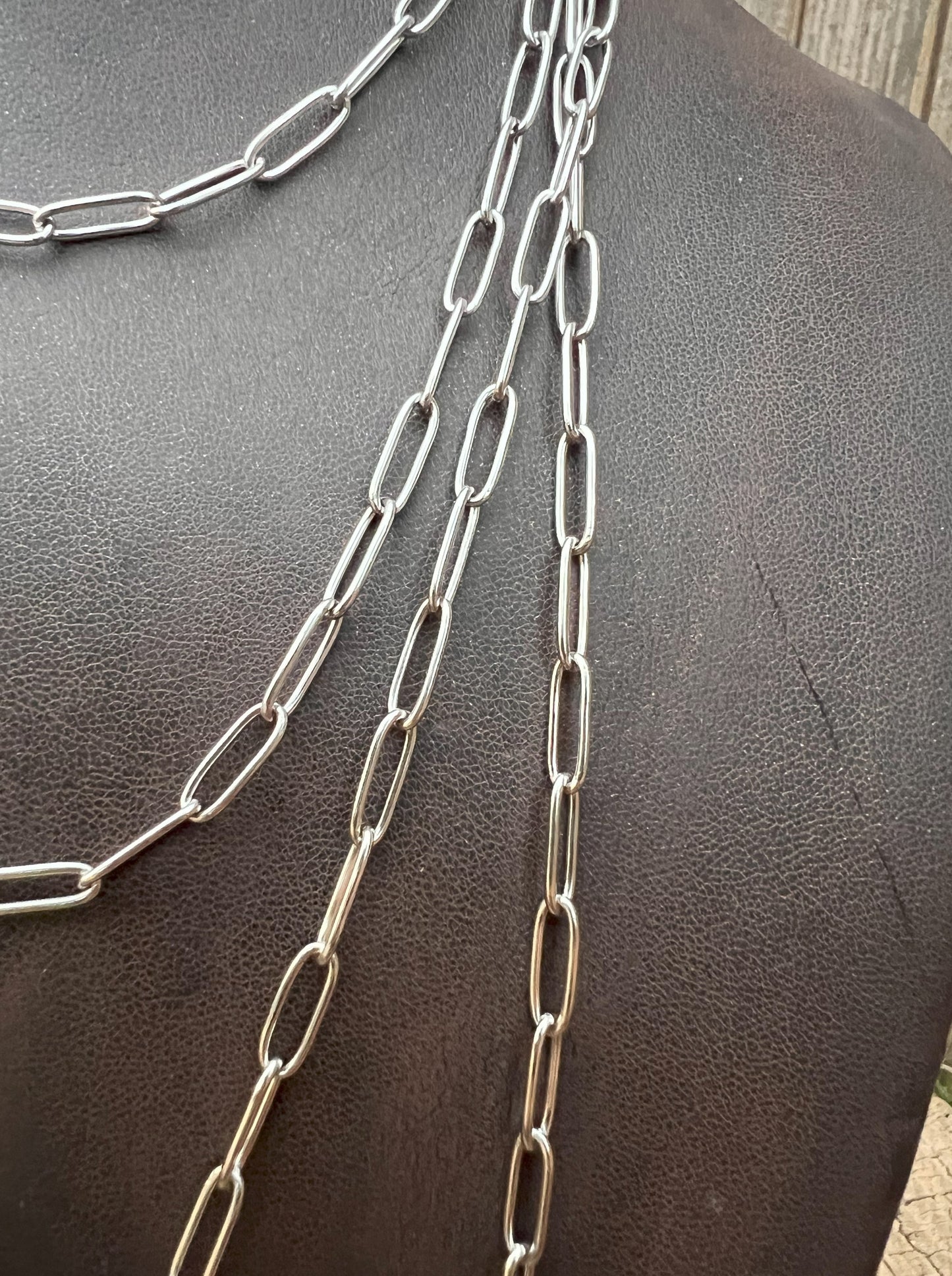 30" 3-in-1 Stainless Steel Paperclip Layering Chain