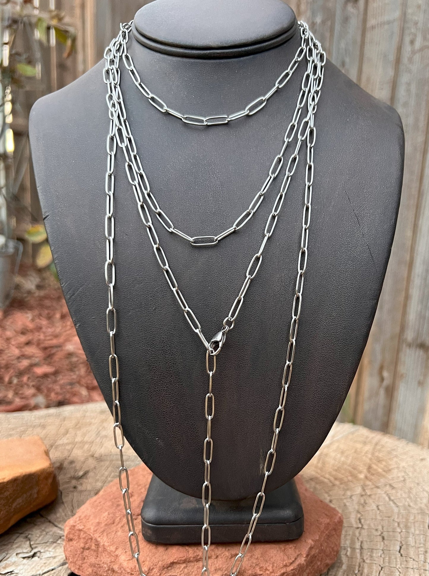 30" 3-in-1 Stainless Steel Paperclip Layering Chain