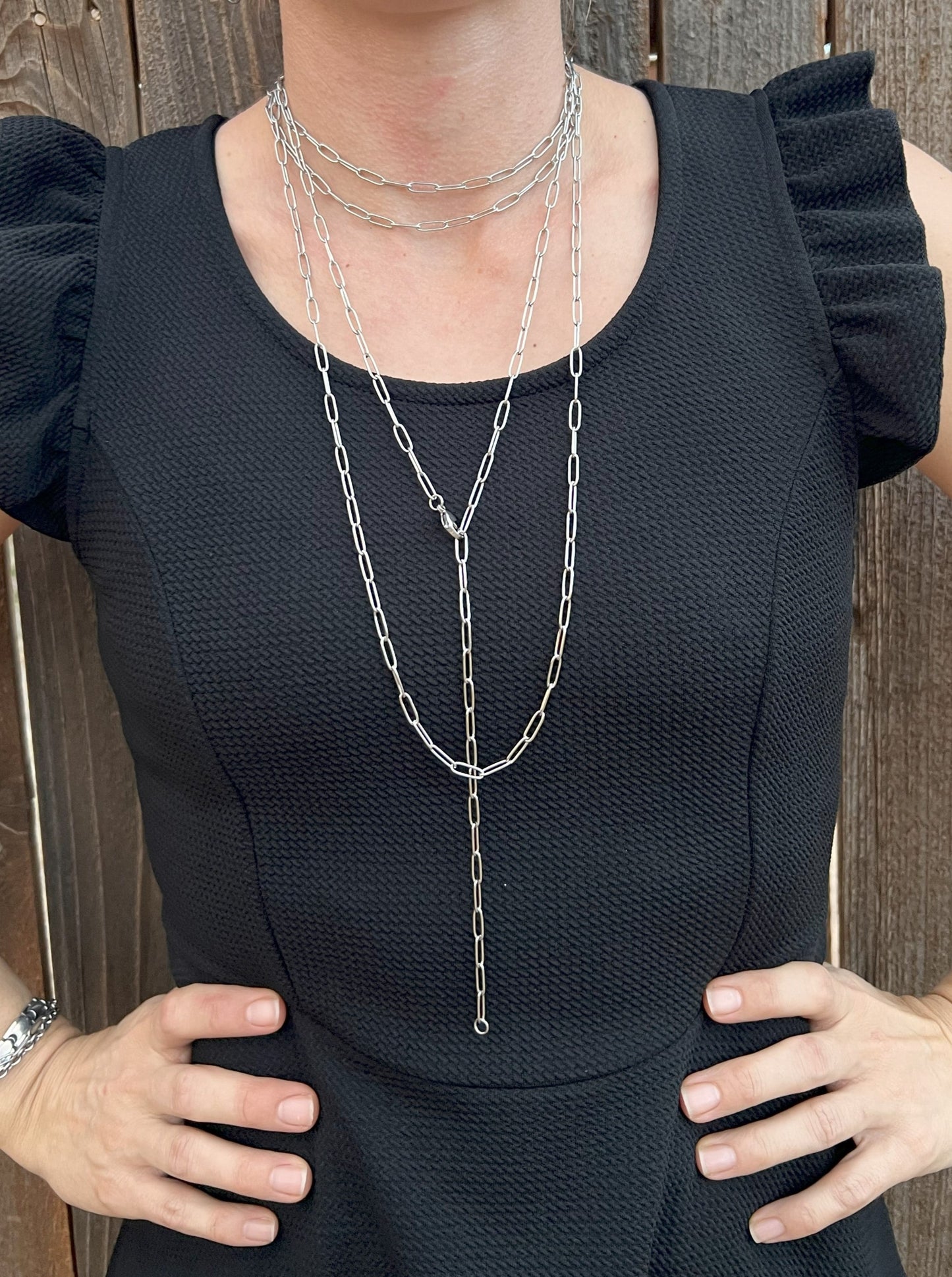 30" 3-in-1 Stainless Steel Paperclip Layering Chain