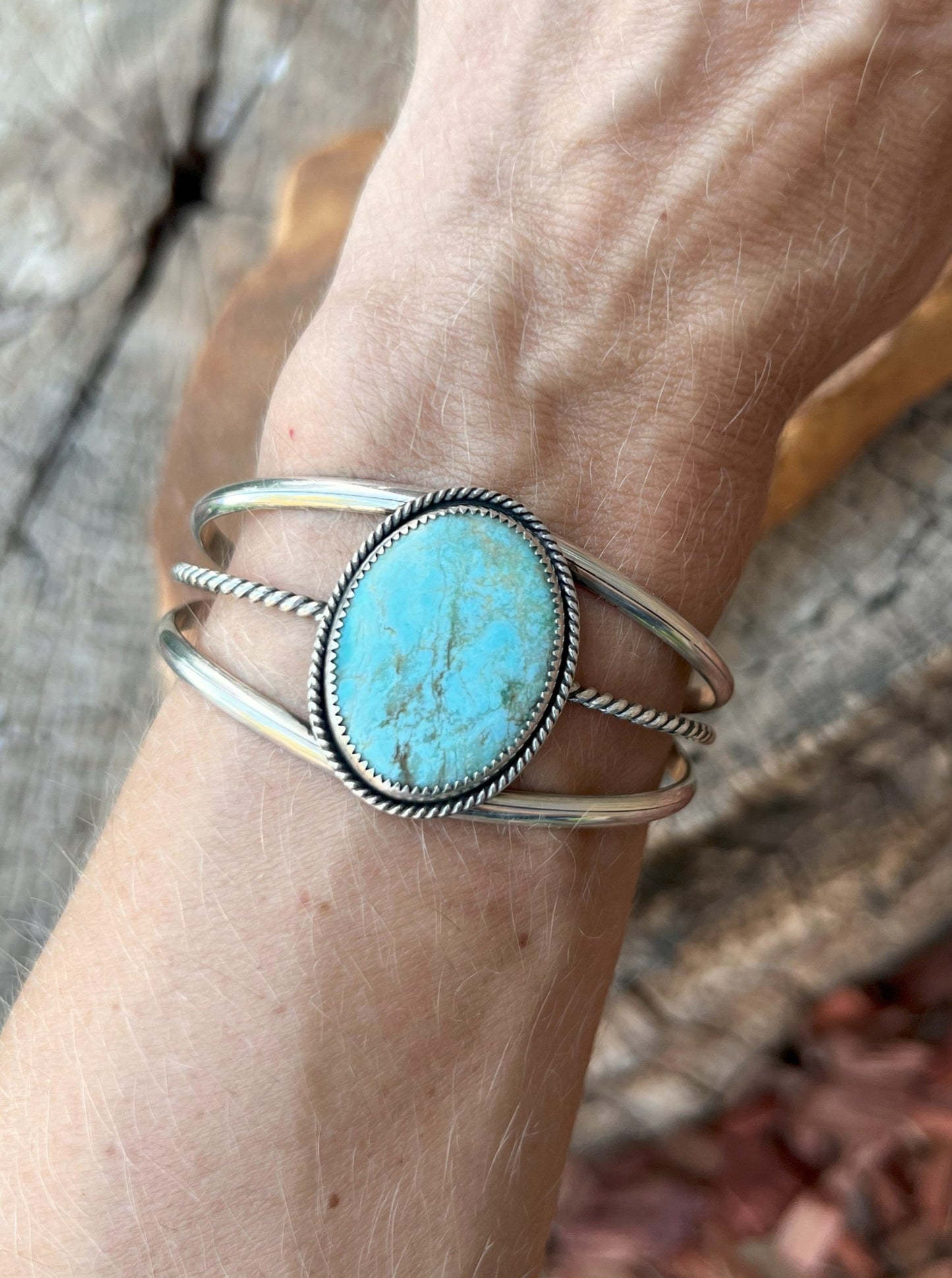 Sterling Silver & Light Turquoise Statement Cuff Bracelet