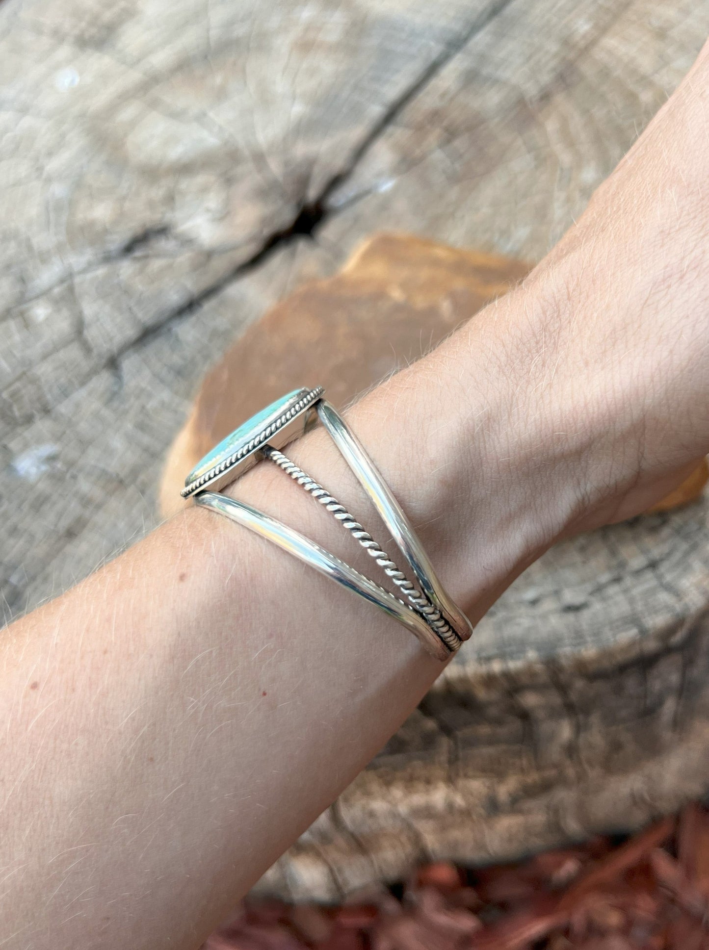 Sterling Silver & Light Turquoise Statement Cuff Bracelet