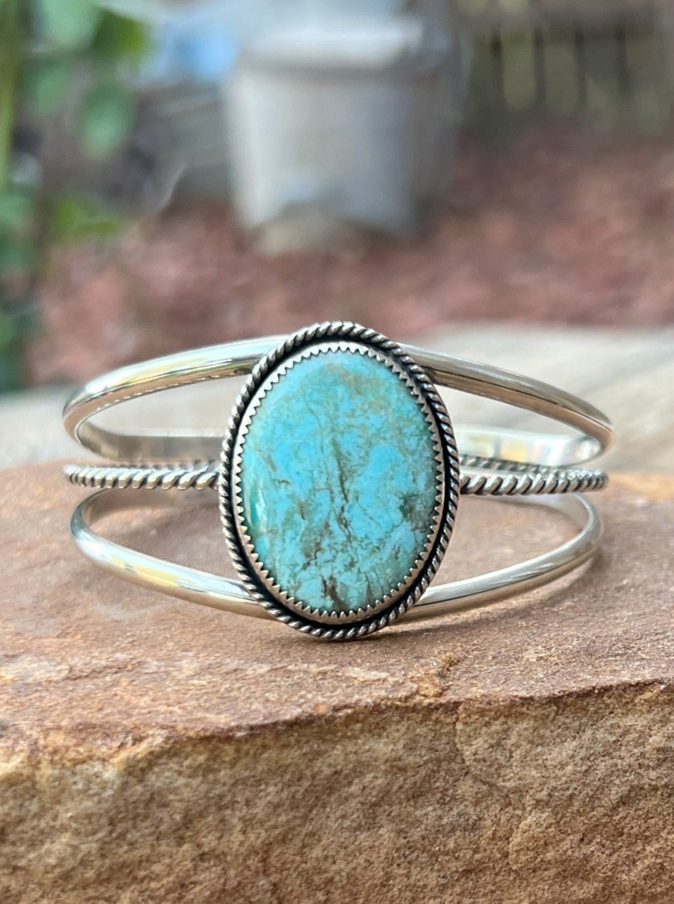 Sterling Silver & Light Turquoise Statement Cuff Bracelet