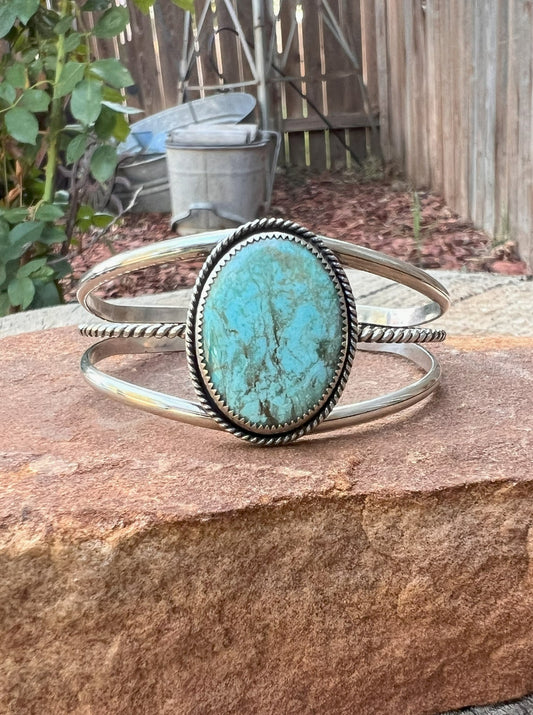 Sterling Silver & Light Turquoise Statement Cuff Bracelet