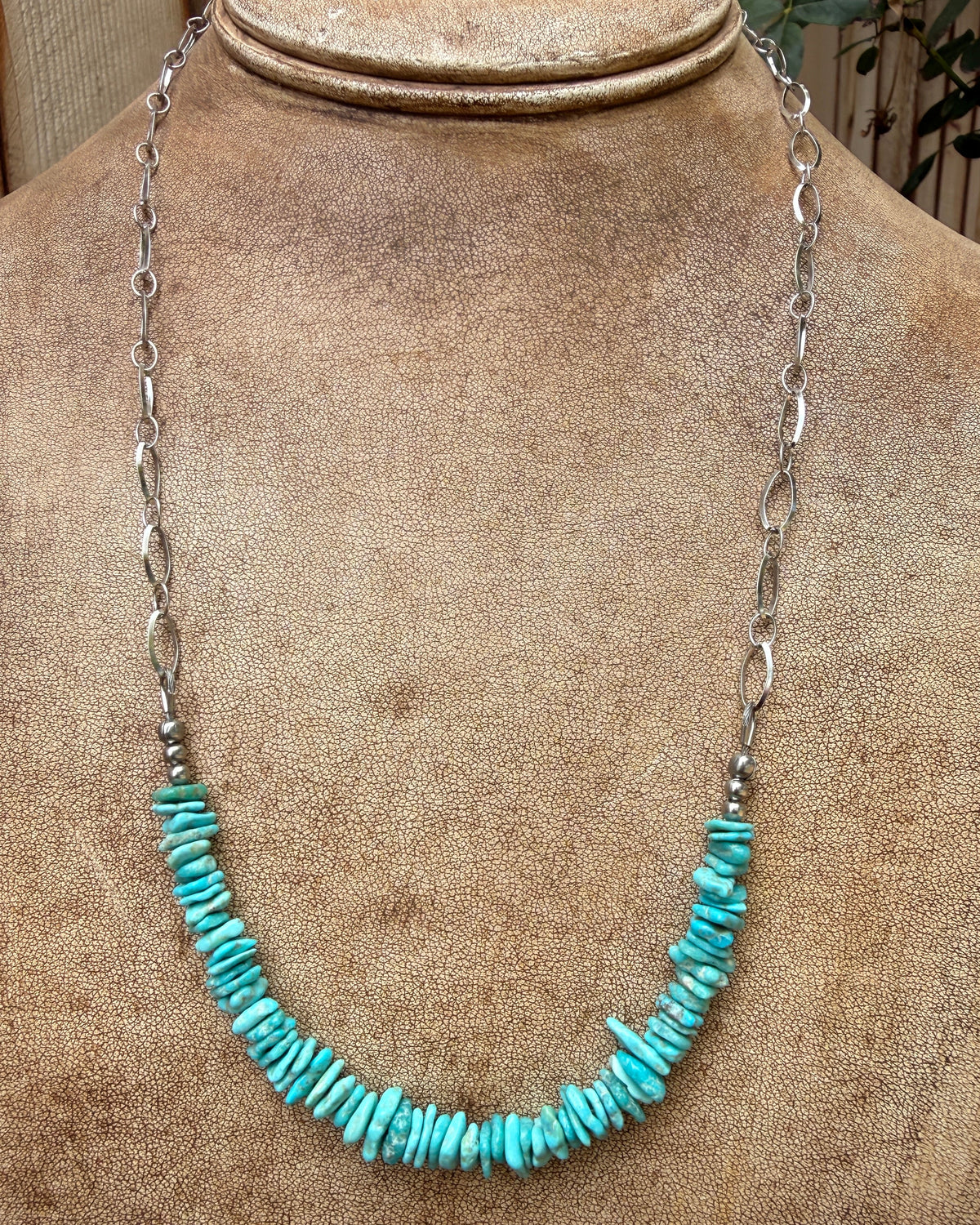 Campitos Turquoise and Stainless Steel 'Swoop' Necklace