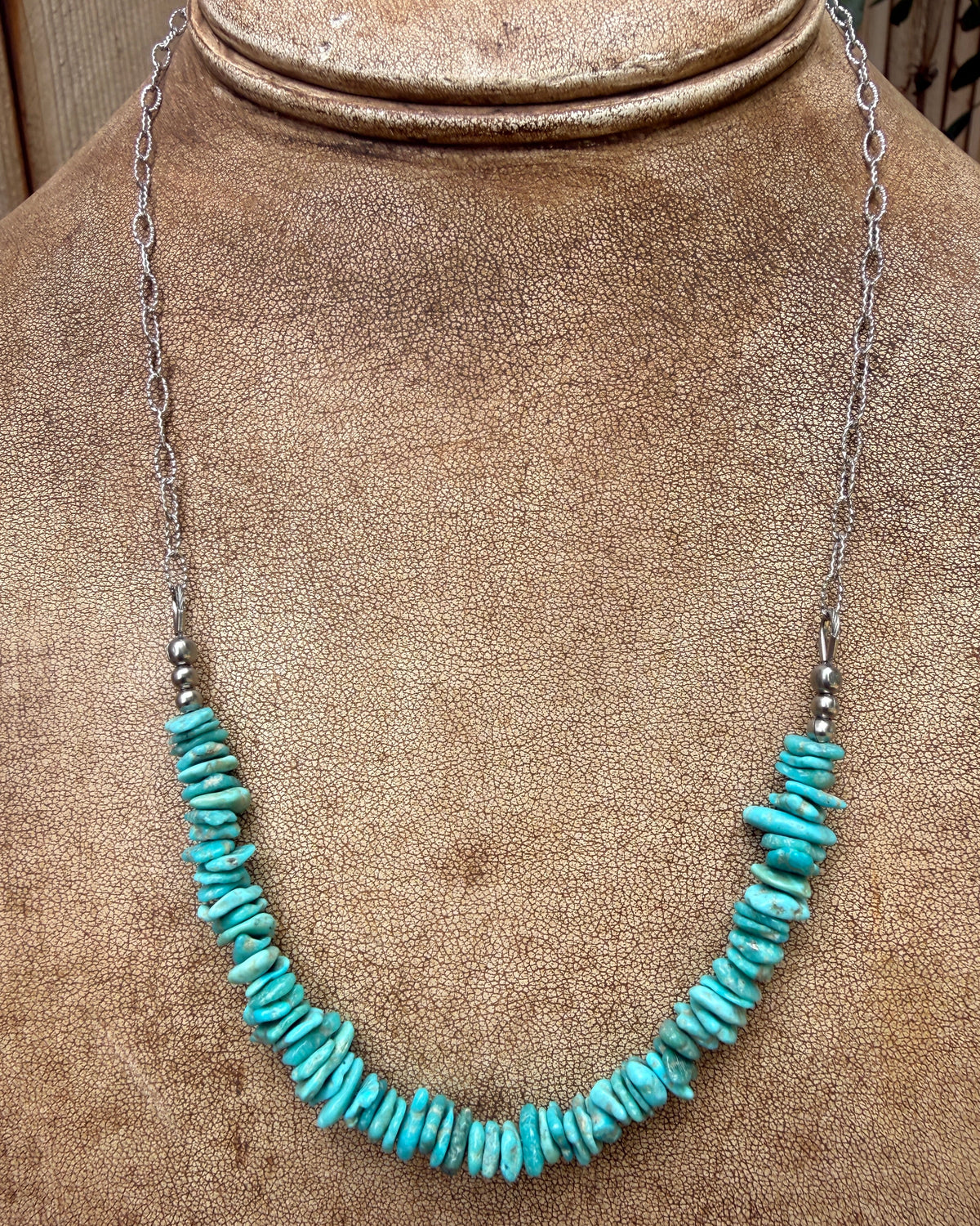 Campitos Turquoise and Stainless Steel 'Swoop' Necklace