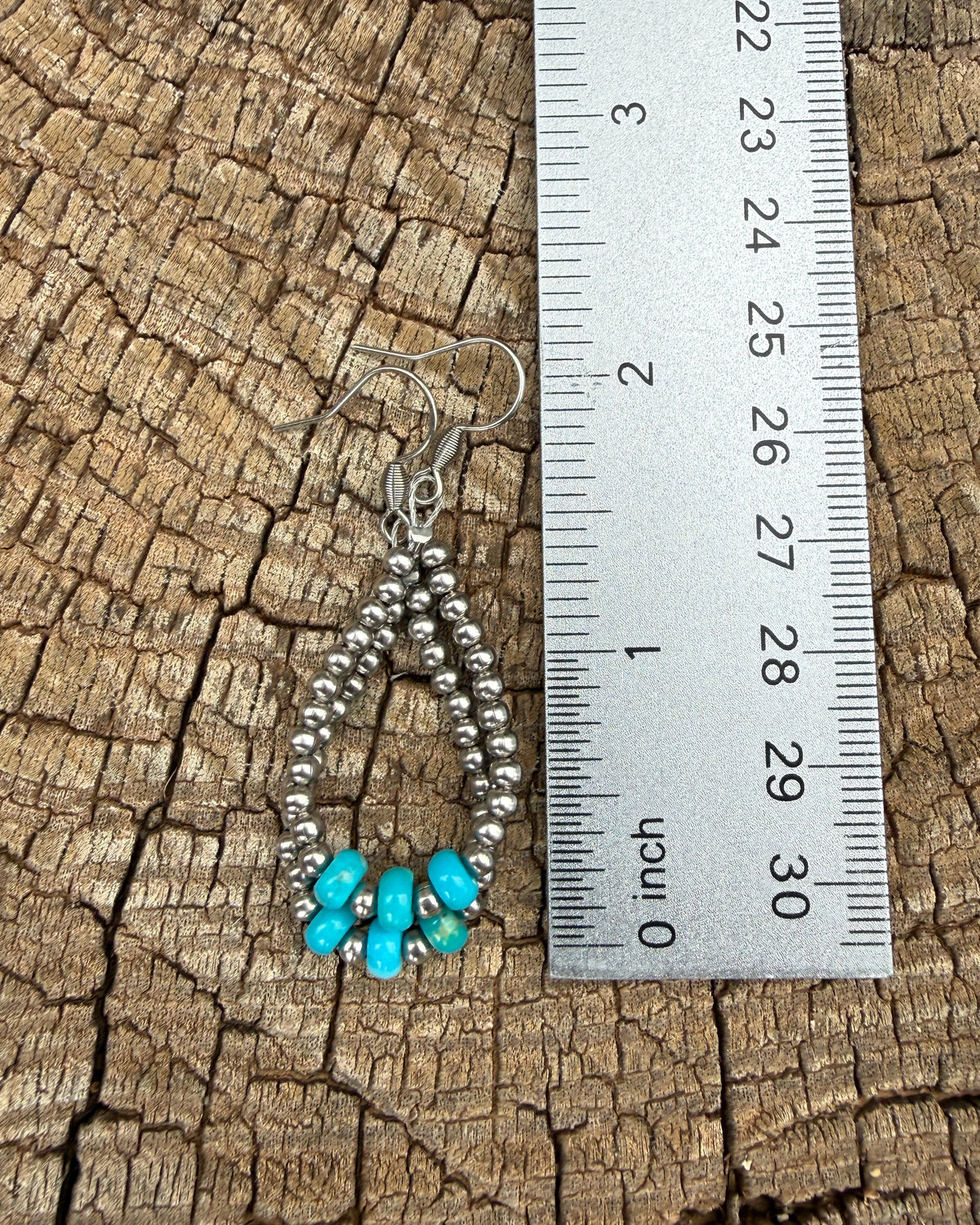 Campitos Turquoise and Stainless Steel Hoop Earrings