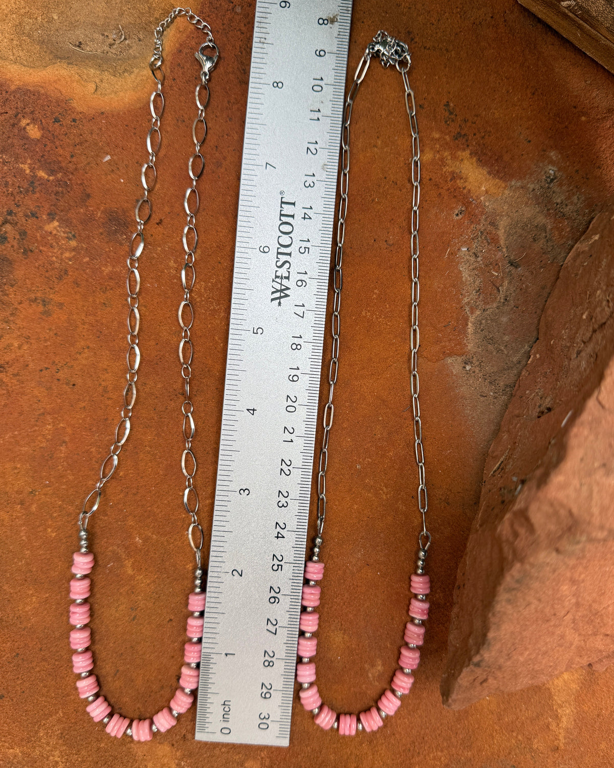 Pink Conch Shell and Stainless Steel 'Swoop' Necklace