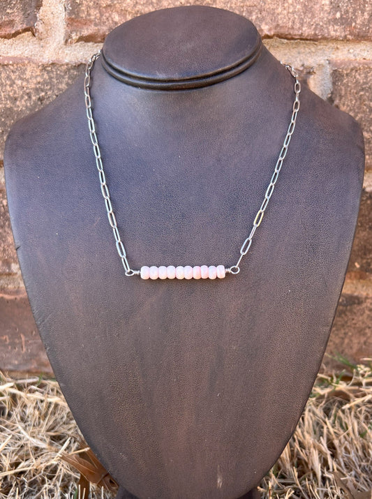 Pink Conch Bar Necklace