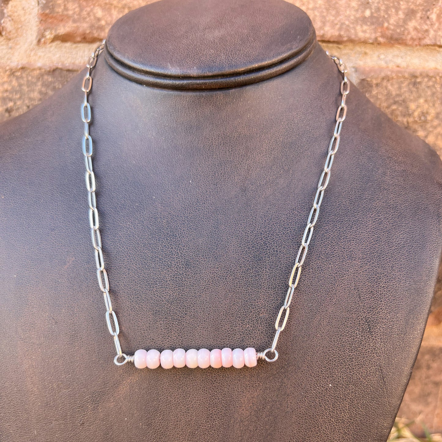 Pink Conch Bar Necklace