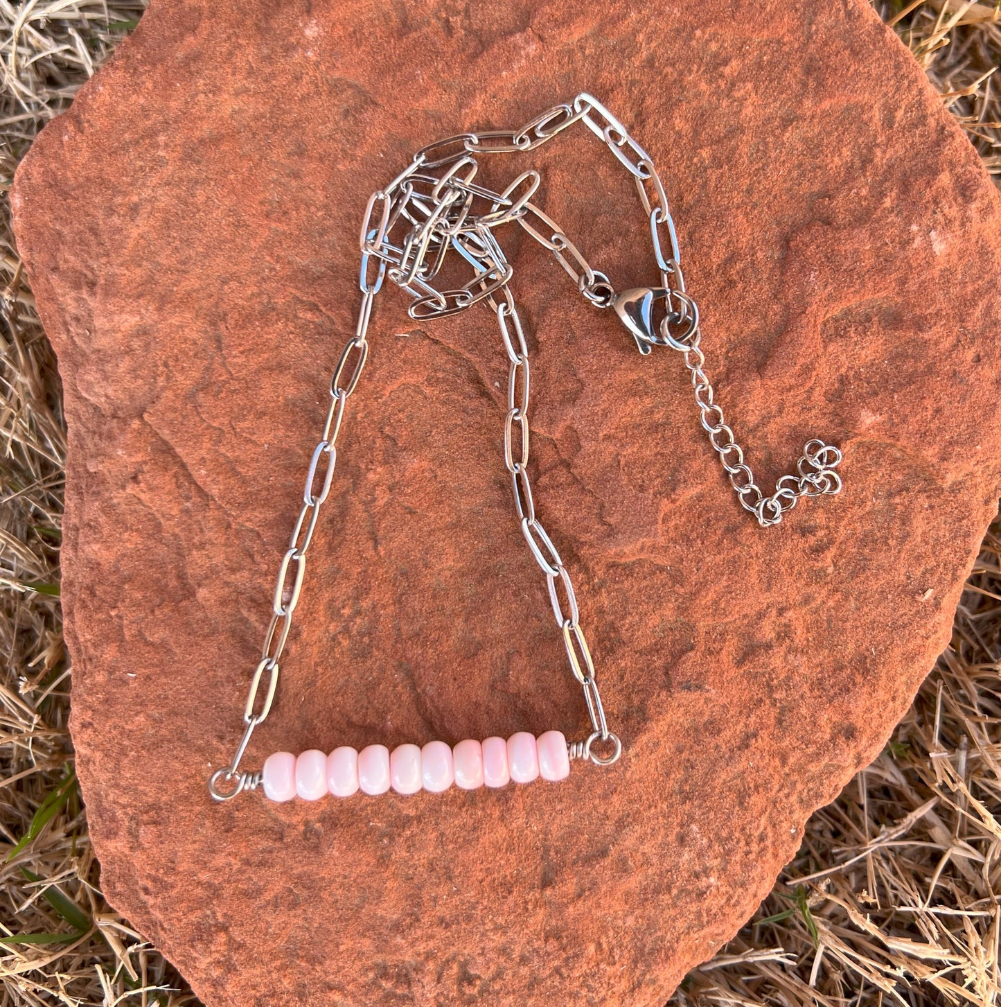 Pink Conch Bar Necklace