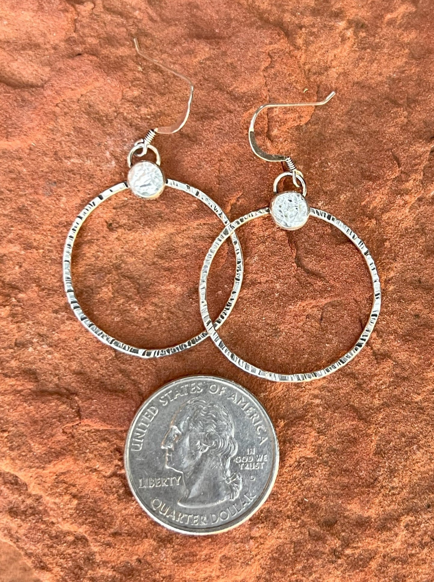 Sterling Silver Small Hammered Hoop Earring 1