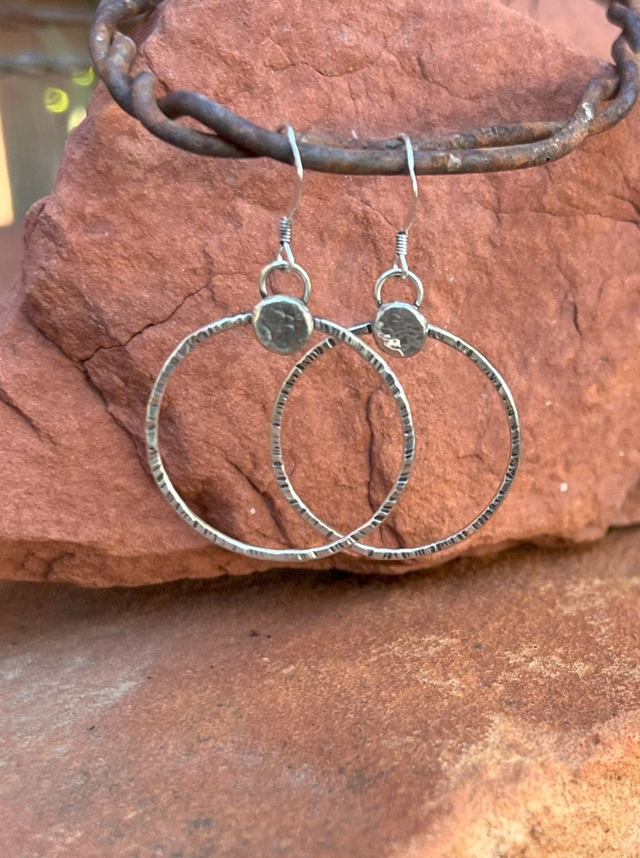 Sterling Silver Small Hammered Hoop Earring 1