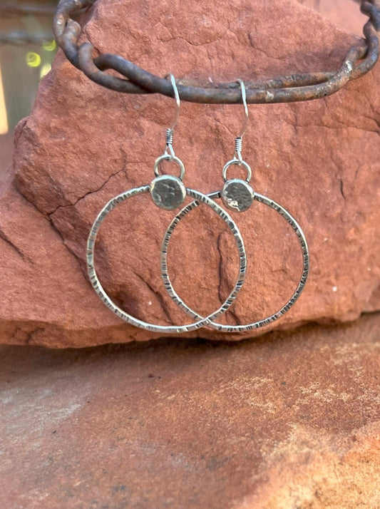 Sterling Silver Small Hammered Hoop Earring 1