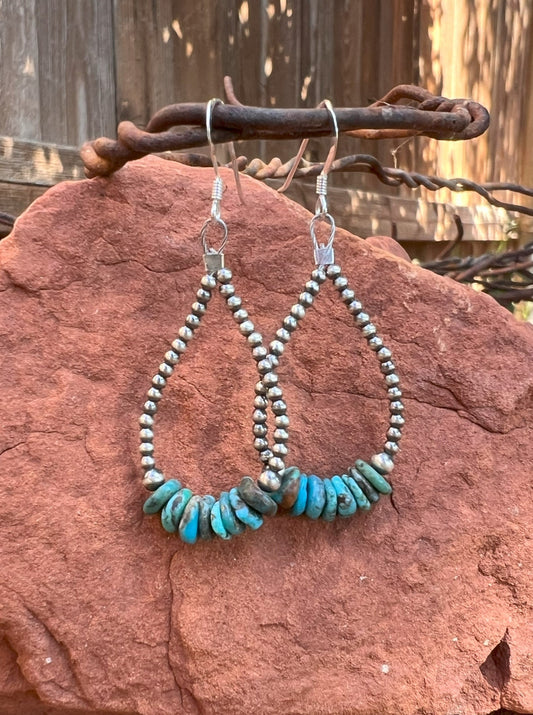 Navajo Pearl & Turquoise Teardrop Earring 4