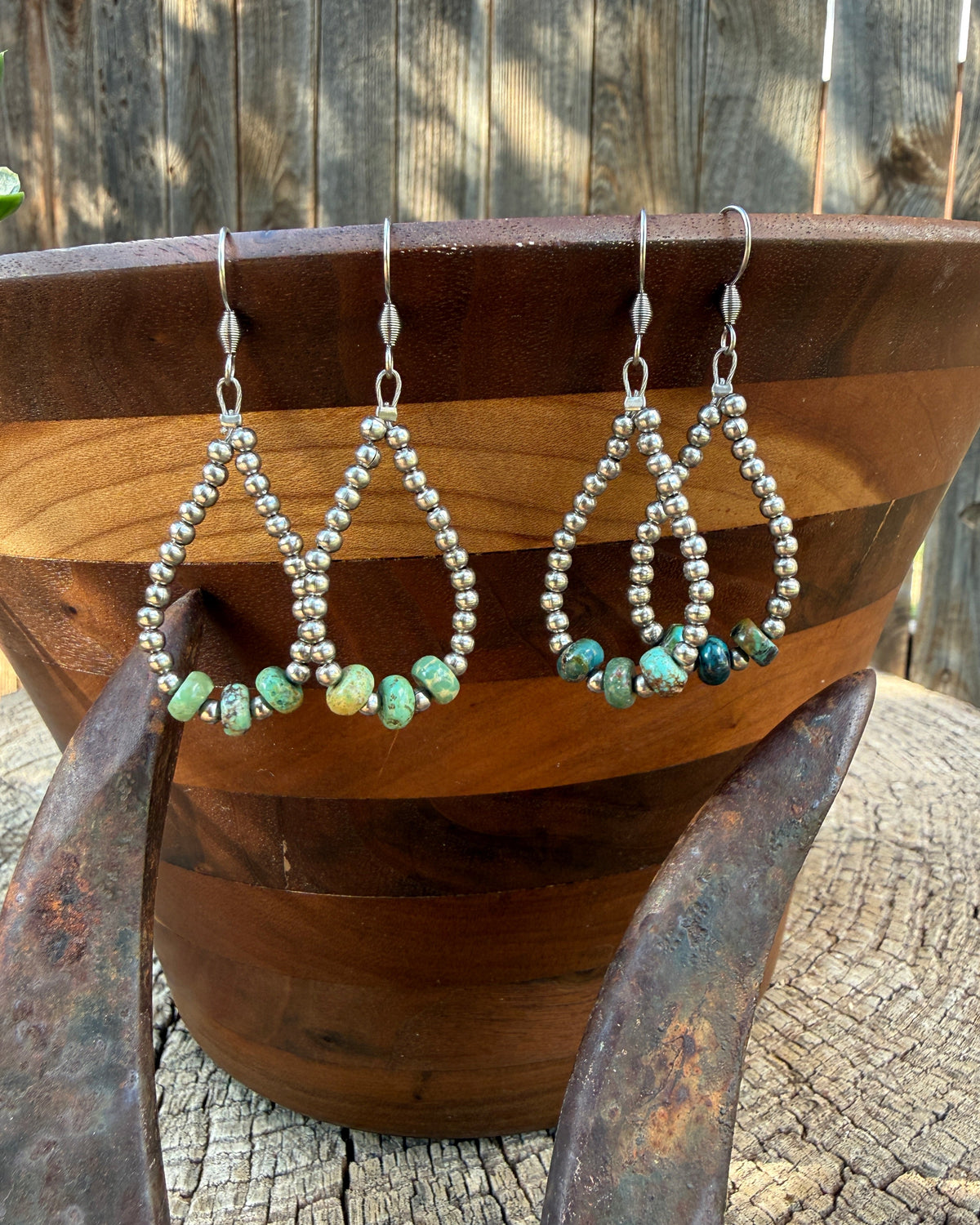 Hubei/Mexican Turquoise Hoops