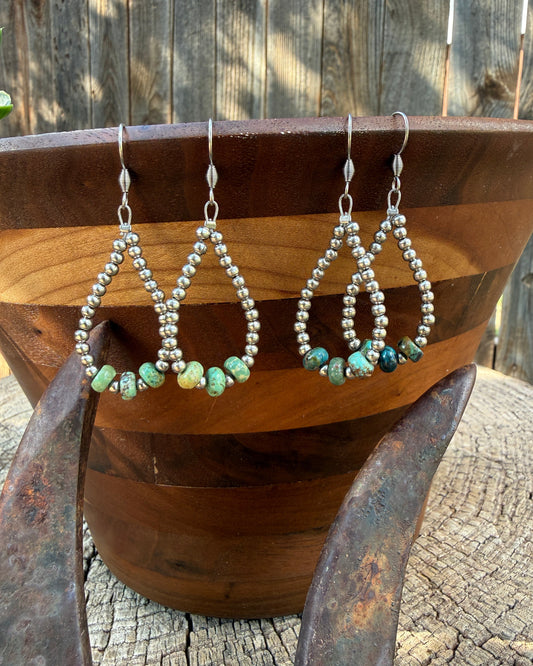 Hubei/Mexican Turquoise Hoops