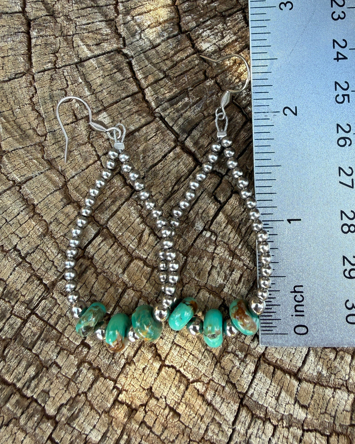 Kingman Turquoise and Stainless Steel Hoop Earrings