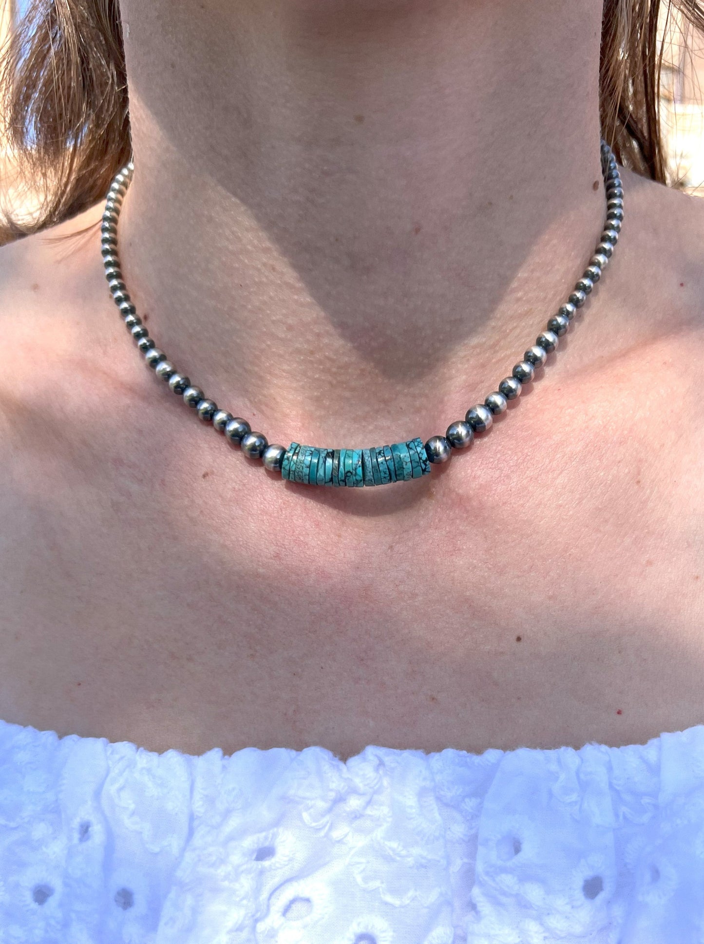 Navajo Pearl & Turquoise Necklace 7