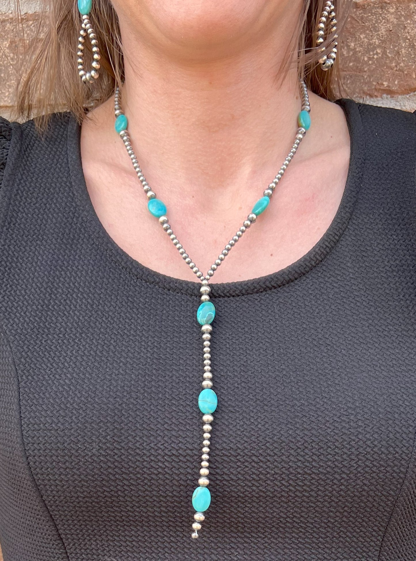 Navajo Pearl & Turquoise Lariat 1