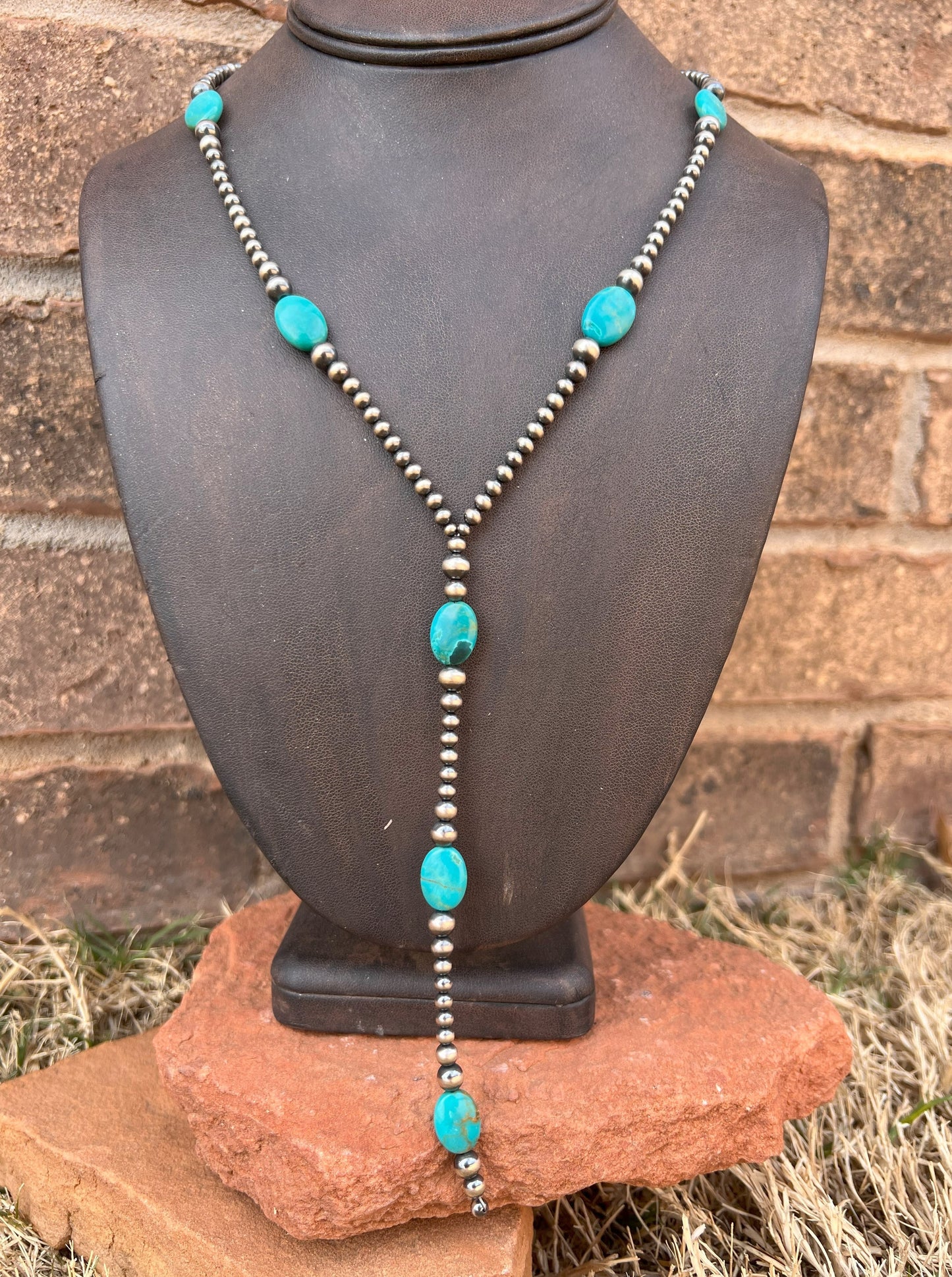 Navajo Pearl & Turquoise Lariat 1