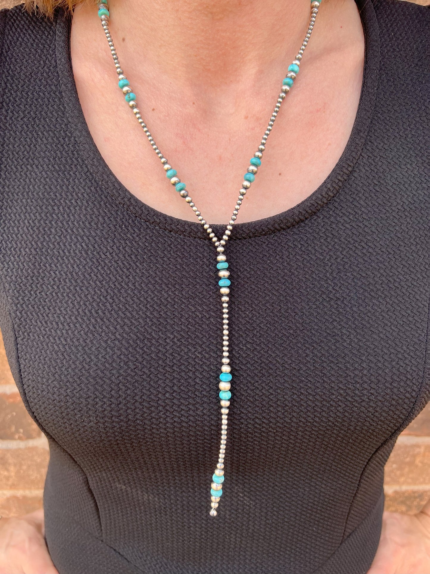 Navajo Pearl & Turquoise Lariat 2