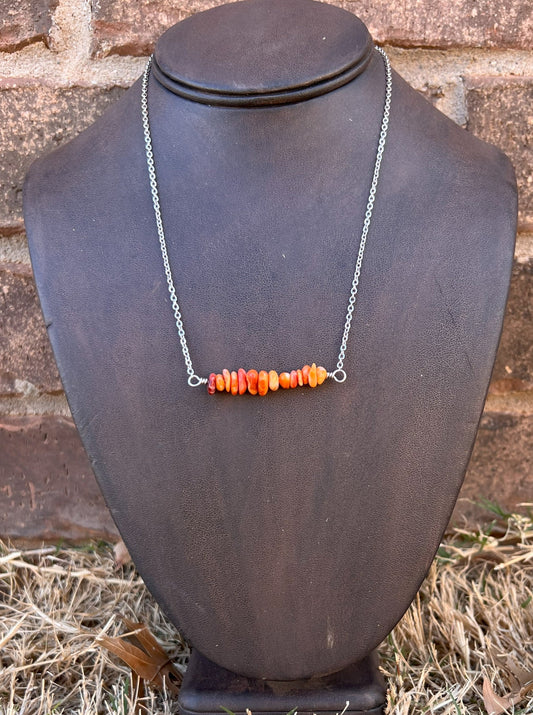 Orange Spiny Bar Necklace