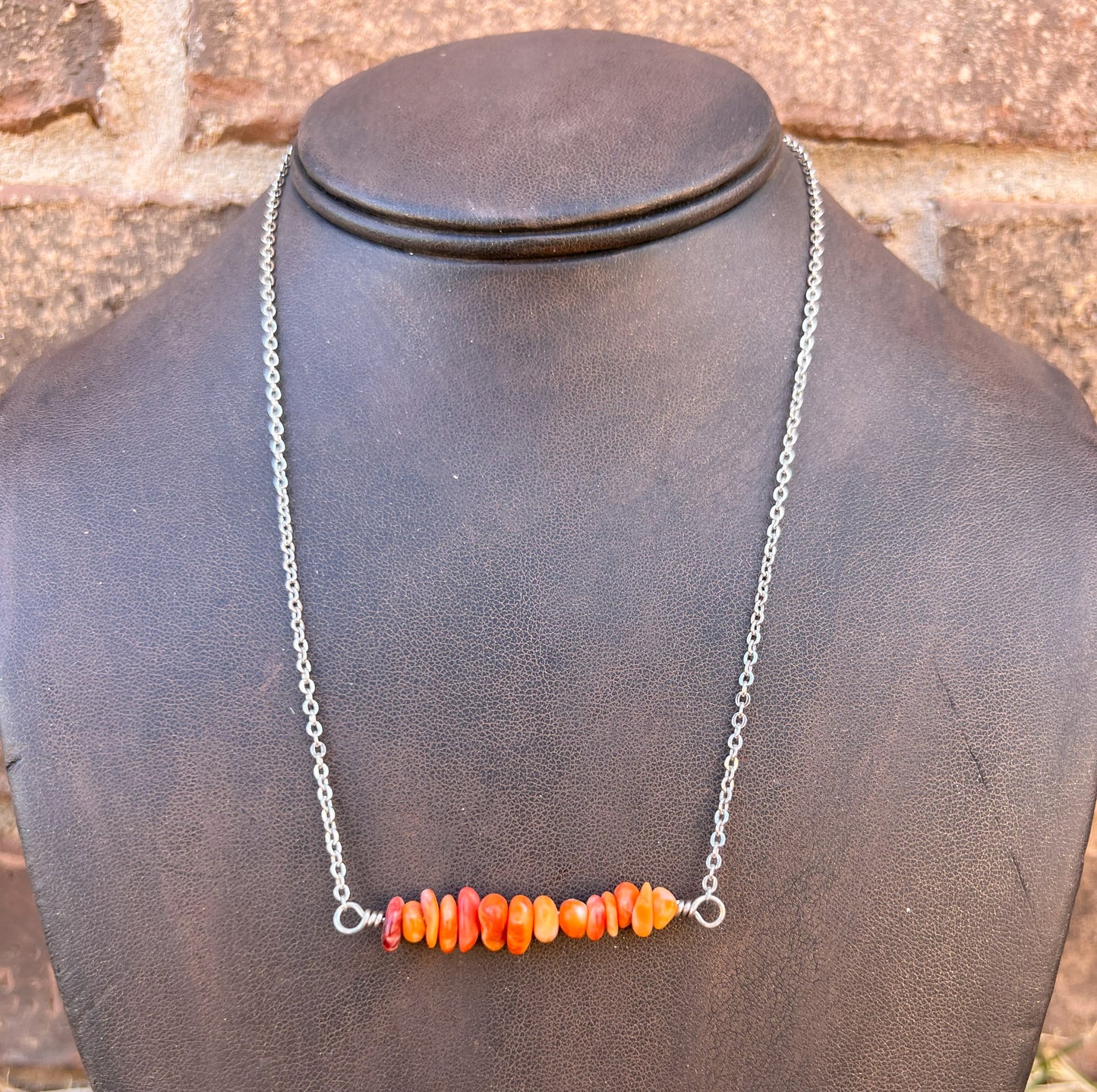 Orange Spiny Bar Necklace