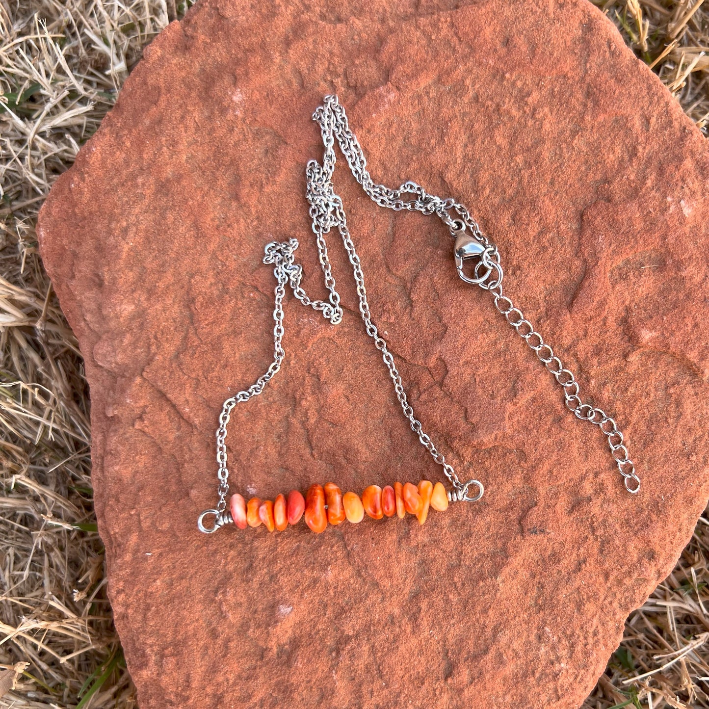 Orange Spiny Bar Necklace