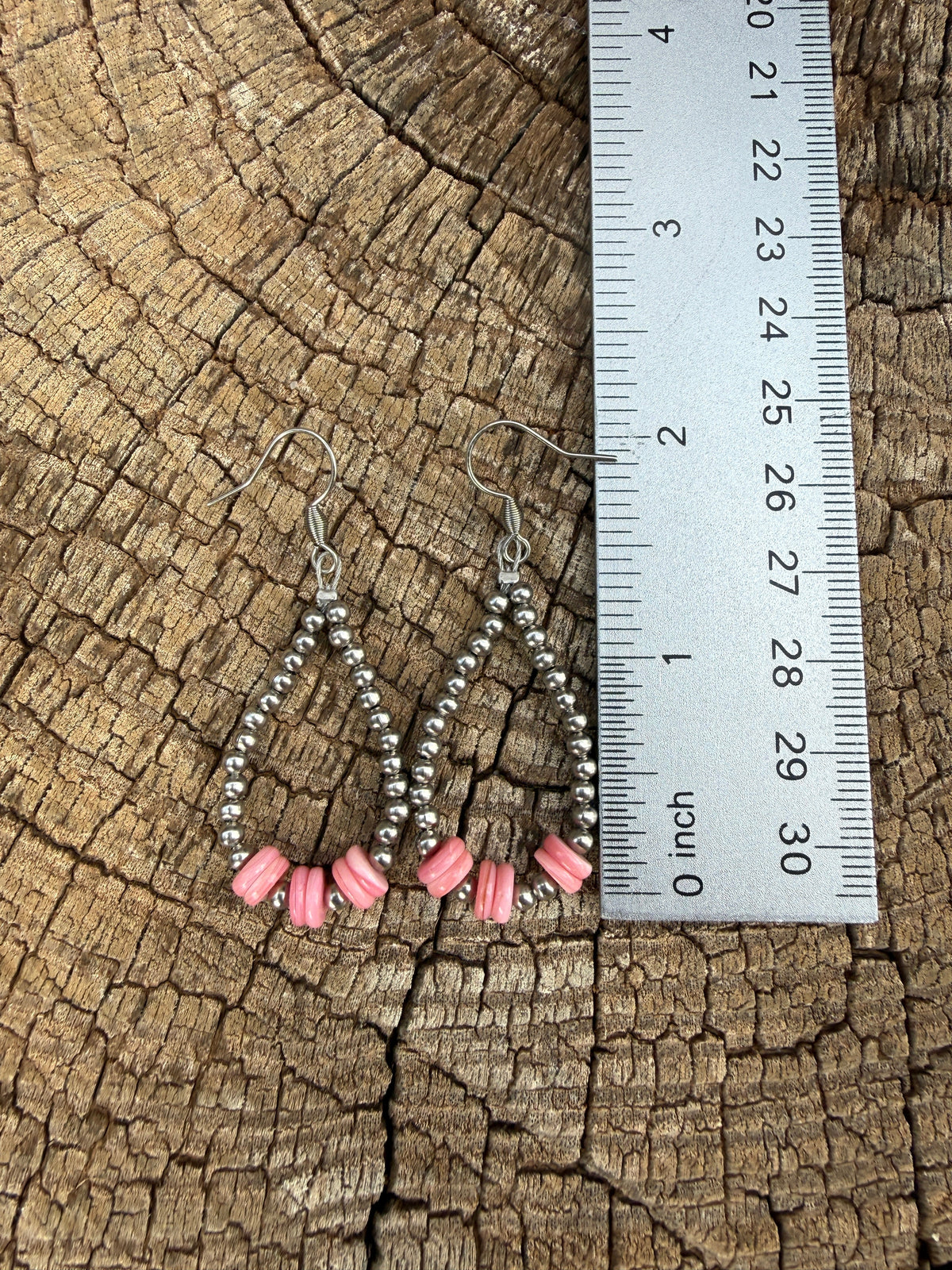 Pink Conch and Stainless Steel Hoop Earrings