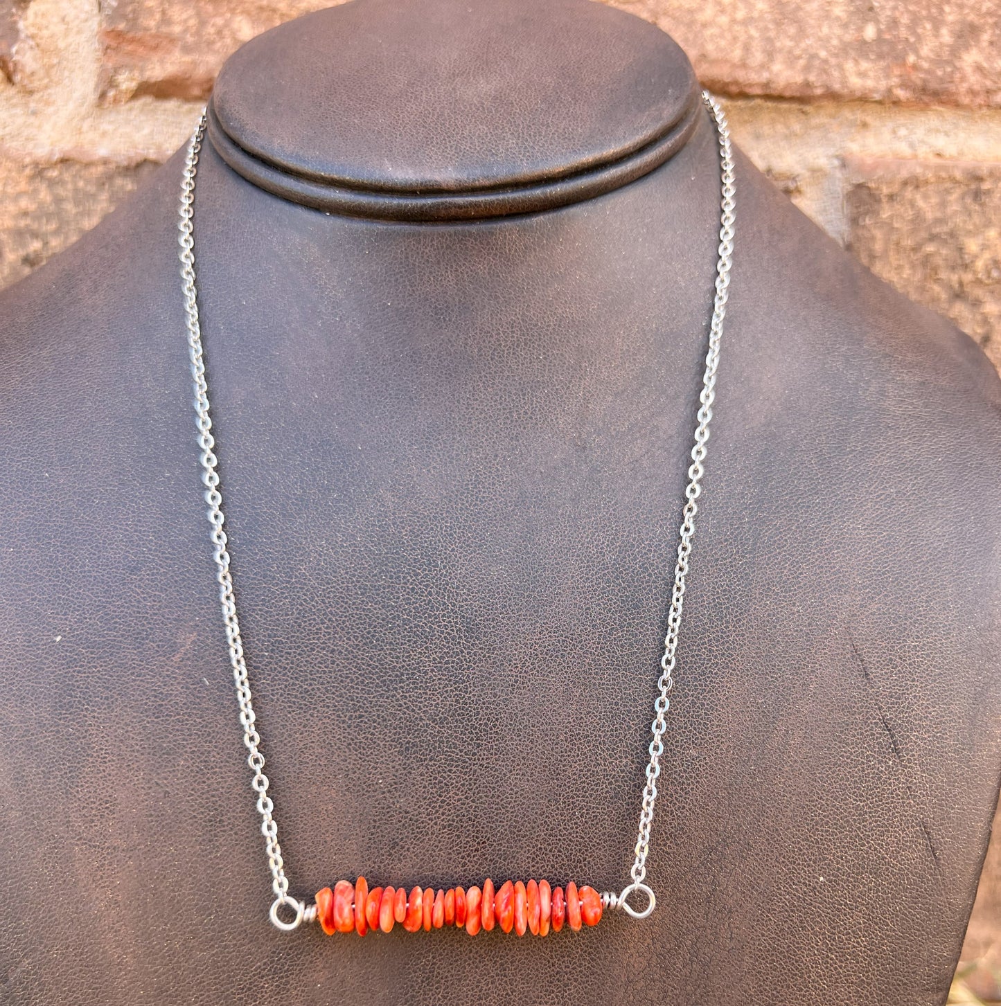 Red Spiny Bar Necklace