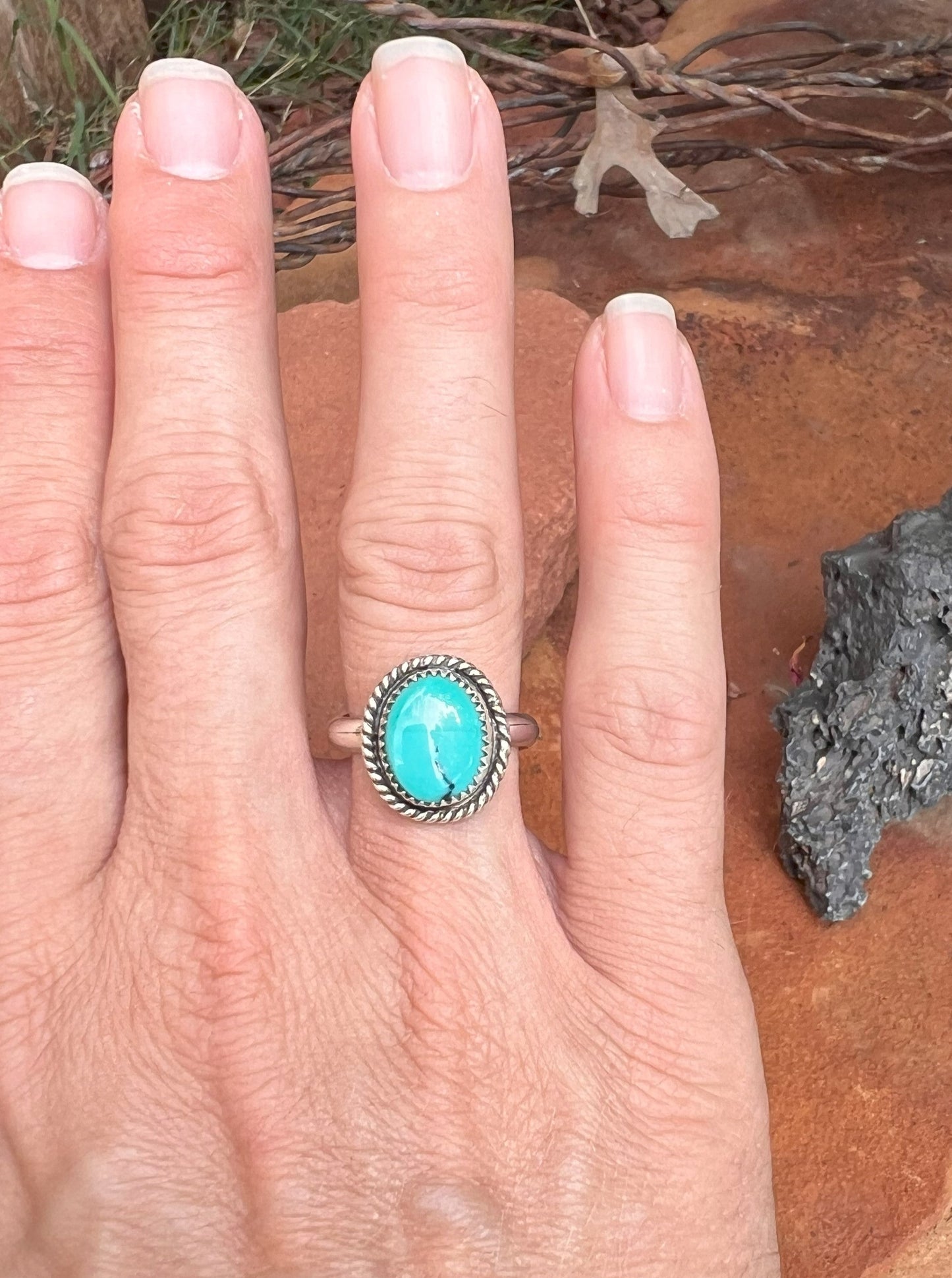 Turquoise & Sterling Silver Adjustable Ring