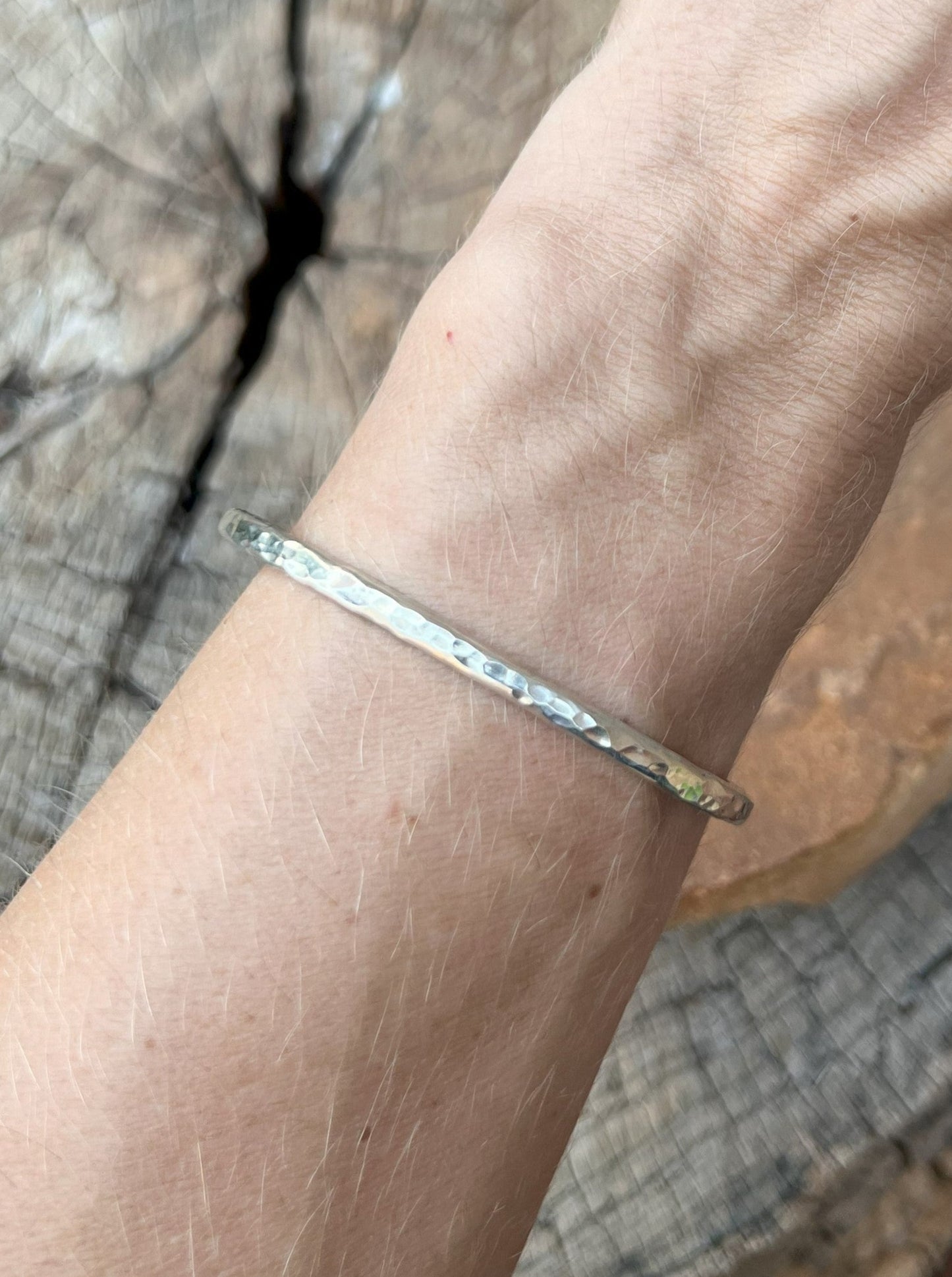 Simple Textured Sterling Stacker Cuff 2