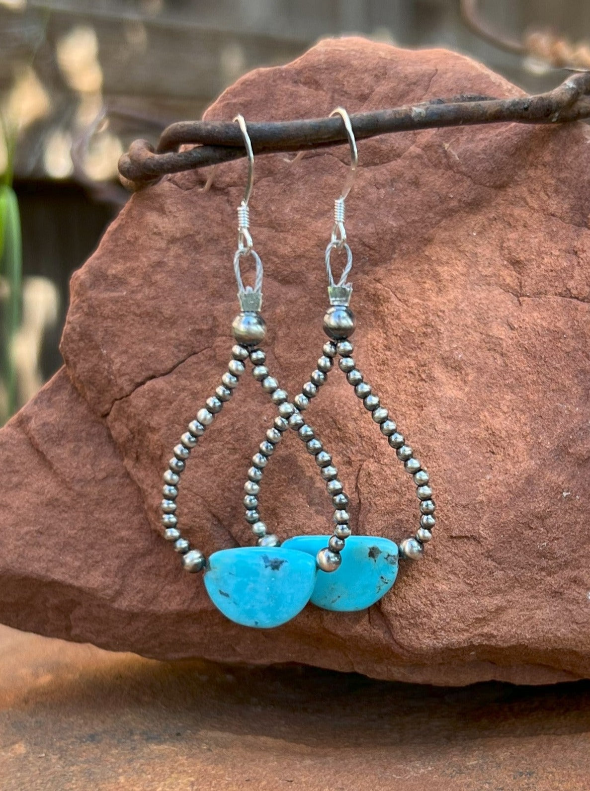 Navajo Pearl & Turquoise Teardrop Earring 5