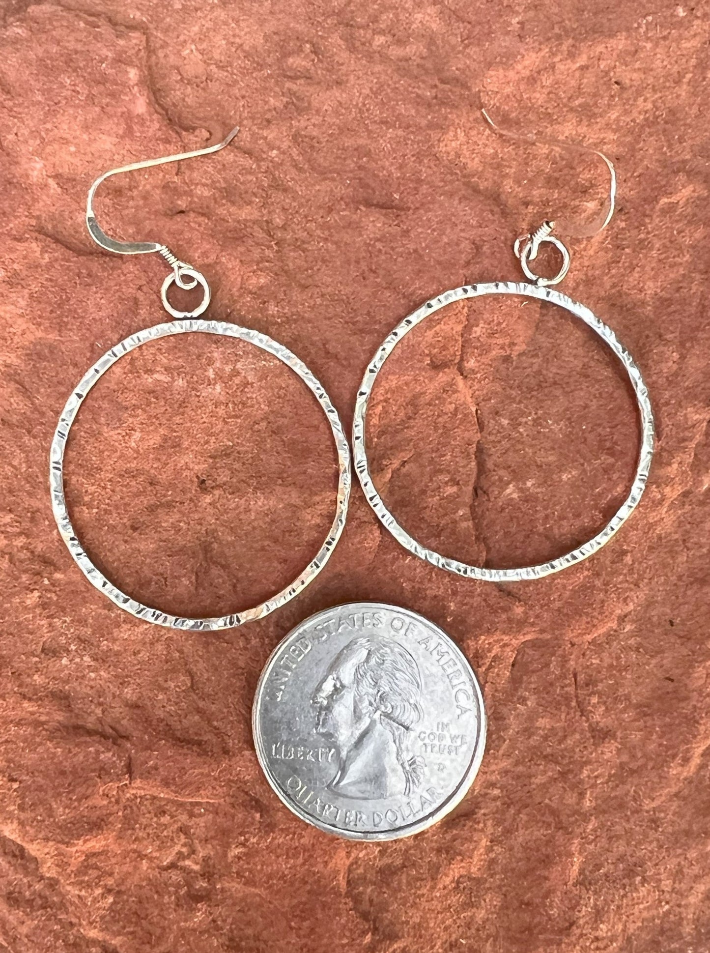 Sterling Silver Small Hammered Hoop Earring 2