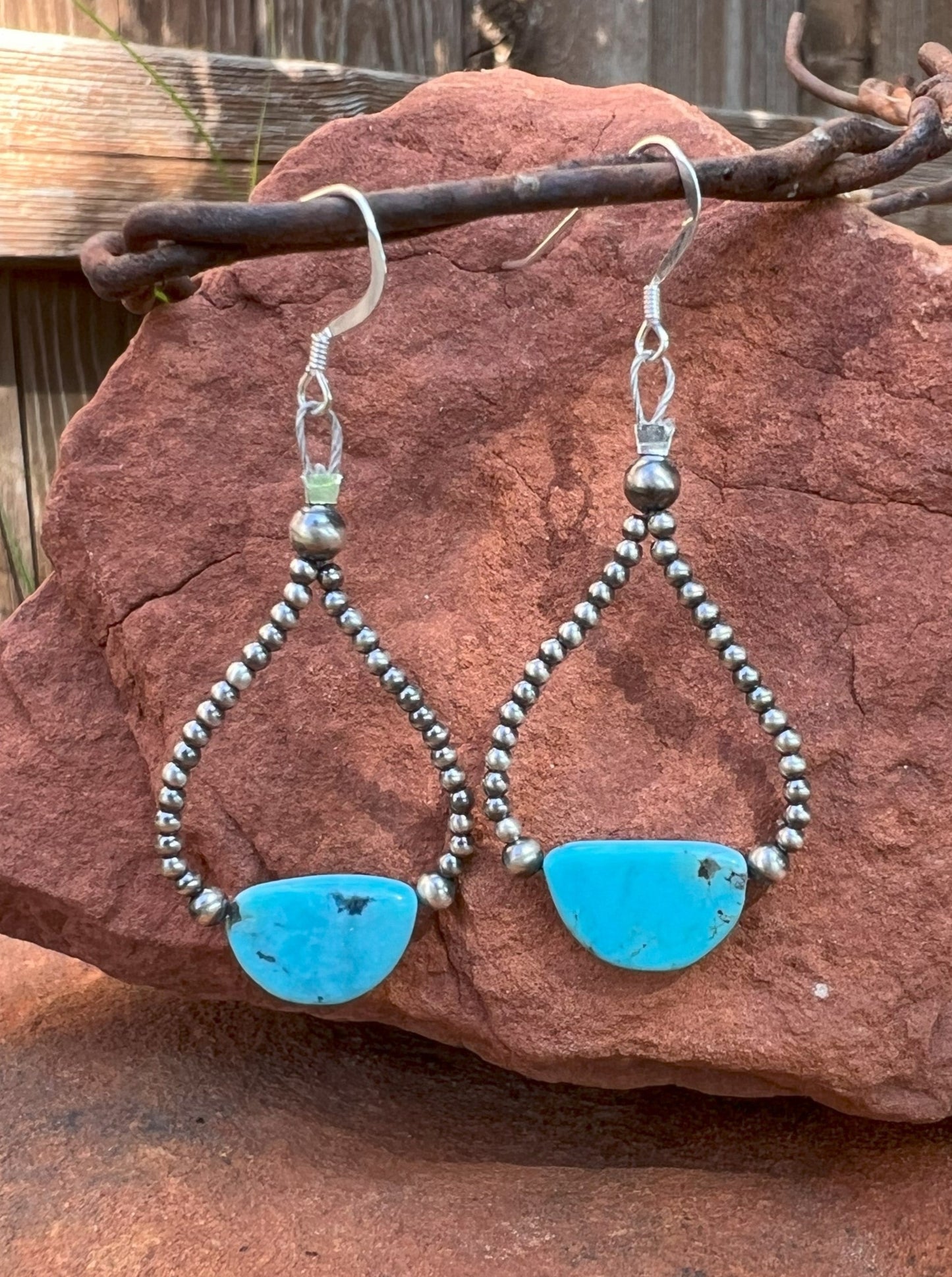 Navajo Pearl & Turquoise Teardrop Earring 5