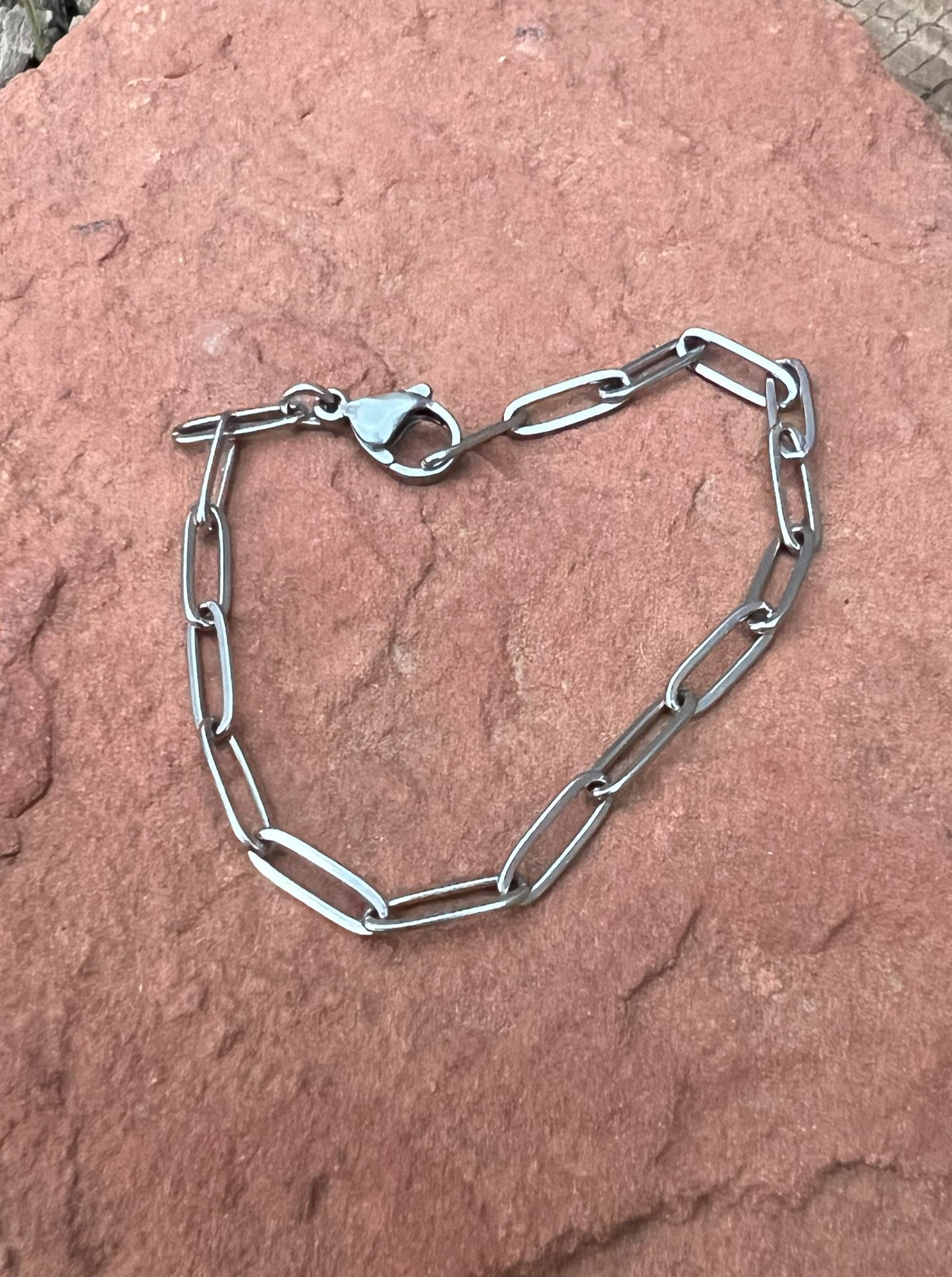 Smooth Stainless Steel Paperclip Bracelet