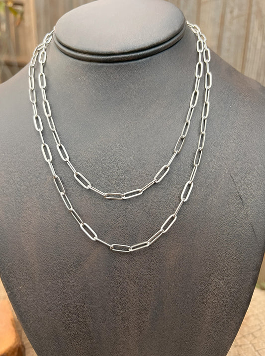 Smooth Stainless Steel Paperclip Layering Chain