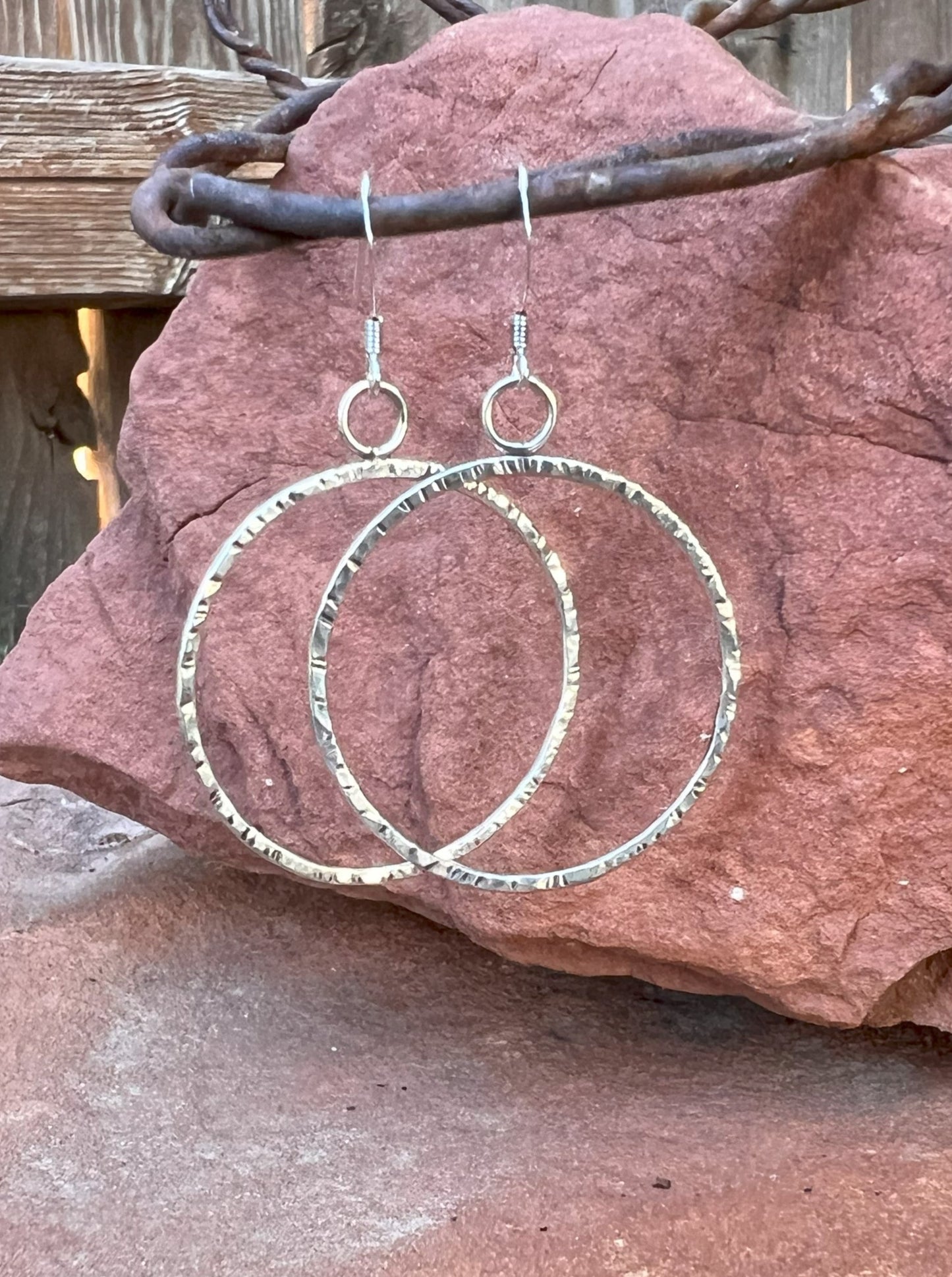 Sterling Silver Small Hammered Hoop Earring 2