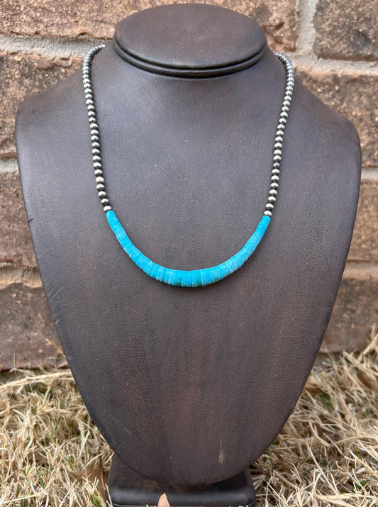 Navajo Pearl & Kingman Turquoise Necklace 1