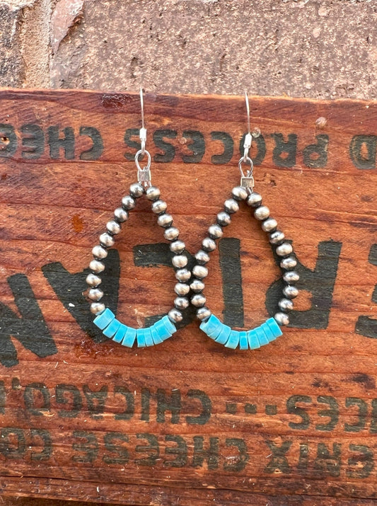 Navajo Pearl & Kingman Turquoise Earring 1