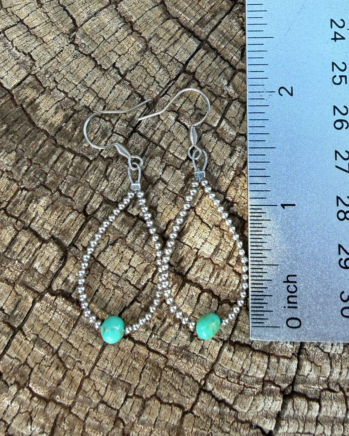 Sonoran Turquoise and Stainless Steel Hoop Earrings (small)