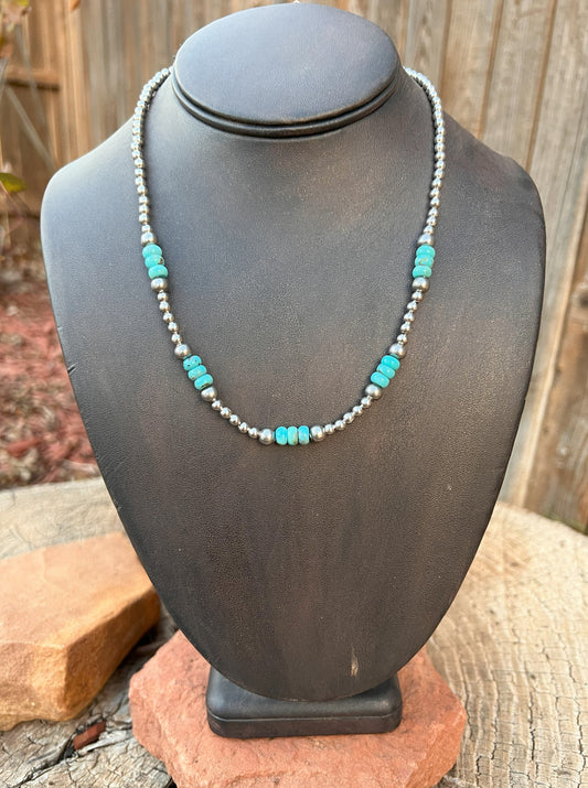 Stainless Steel Beaded Turquoise Necklace 2