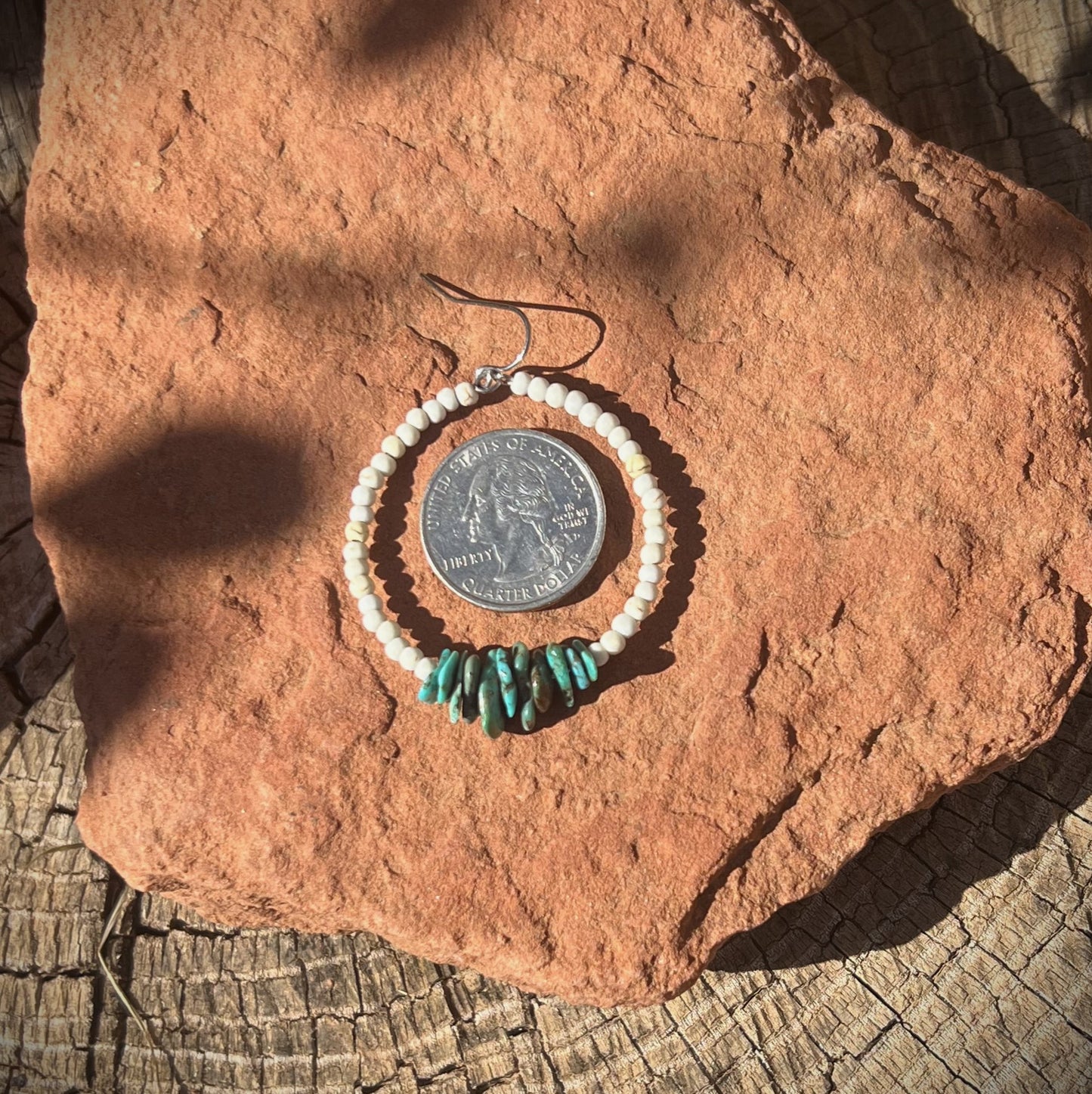 Turquoise Chip & Magnesite Hoops