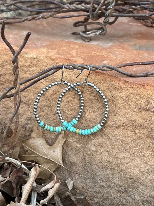 Turquoise & Stainless Steel Hoops 2