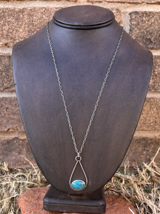 Sterling Silver & Turquoise Teardrop Necklace 2