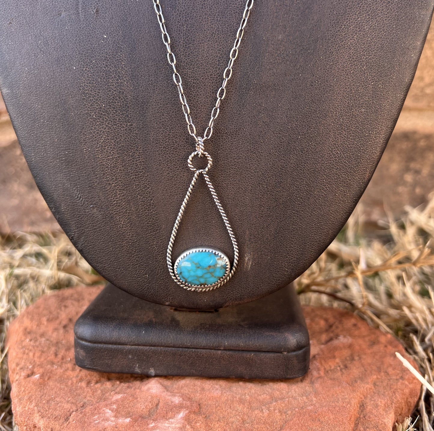 Sterling Silver & Turquoise Teardrop Necklace 2